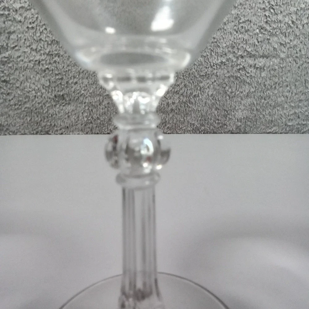 Clear Glass Martini Cocktail‎ Glass Ribbed Stem Decorative Orb Detail 6.5in